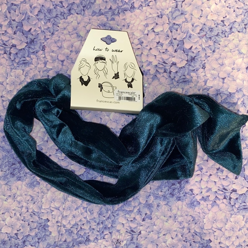 Francesca's Forest Green Velvet Hair Scarf